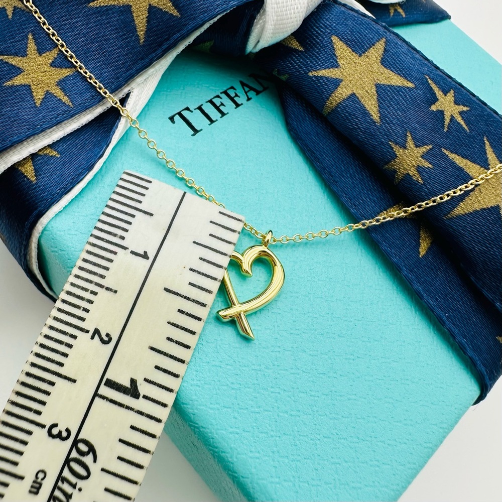 RARE Tiffany & Co. 18K Yellow Gold Loving Heart Floating Version Necklace w Box - Picture 8 of 9